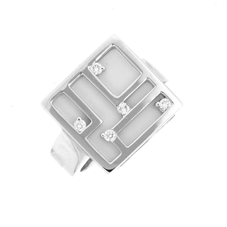 Bague nacre et diamants 0.10 carat or blanc 9.02g Comme neuf -  reconditionné disponible sur Gemme Les Bijoux